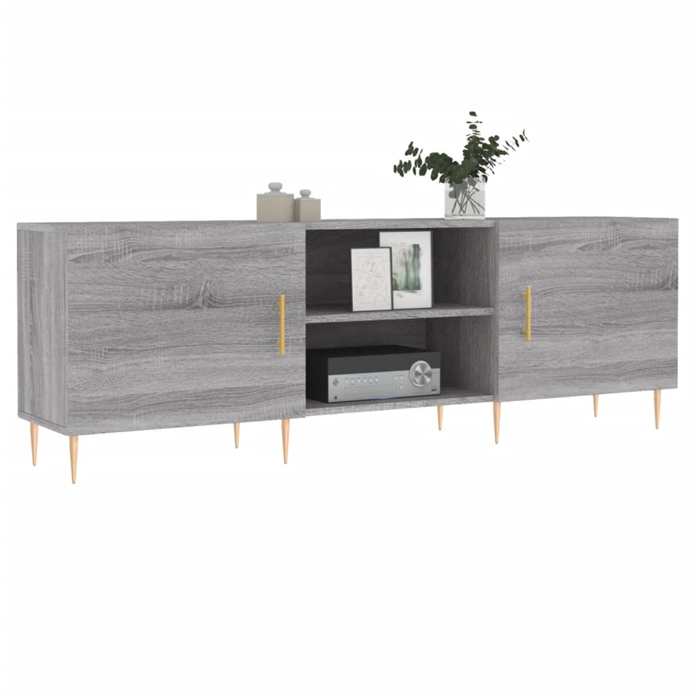 vidaXL 2 Door 2 Shelf Grey Sonoma TV Cabinet Image 3