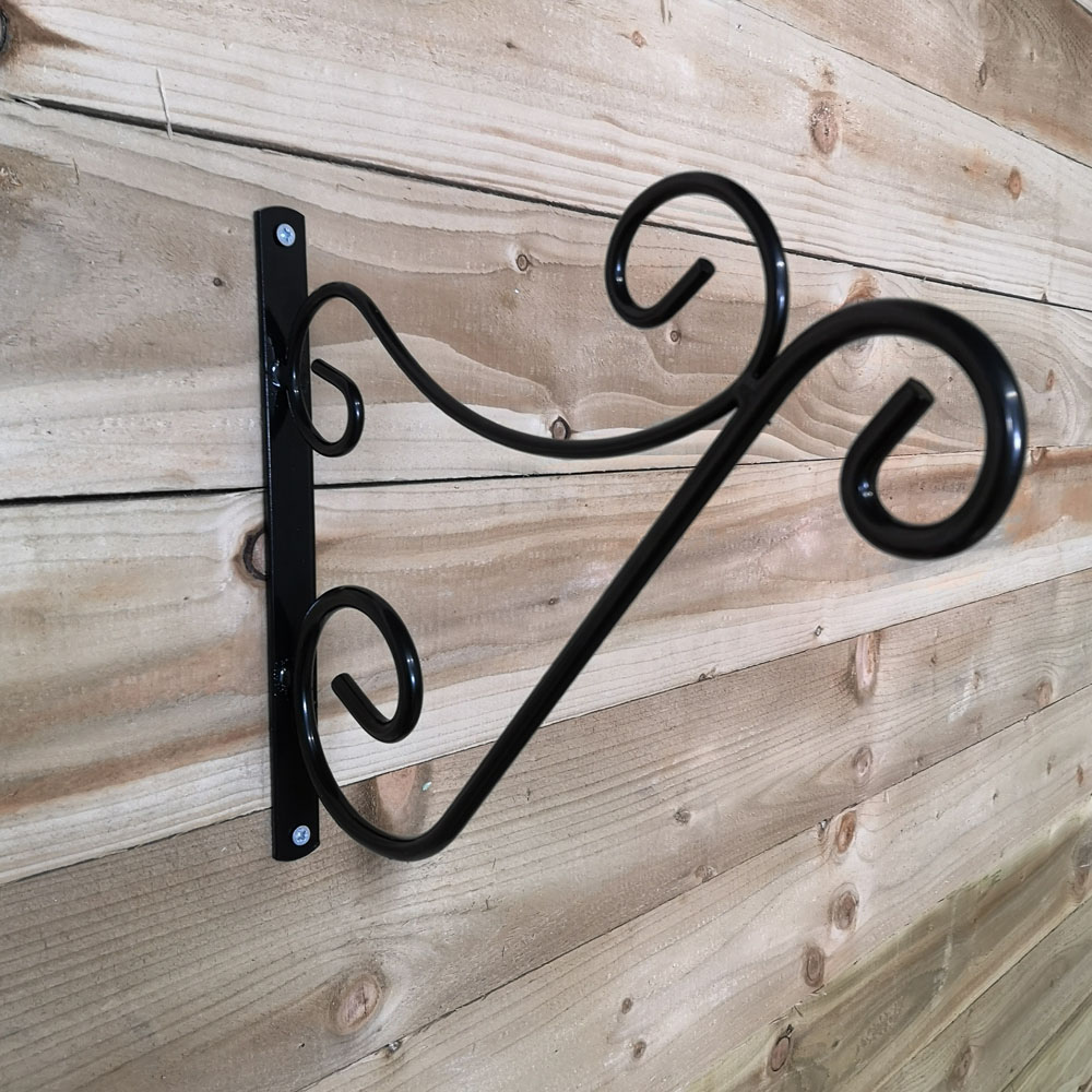 Samuel Alexander Black Heavy Duty Metal Wall Bracket Hook 35cm 2 Pack Image 3