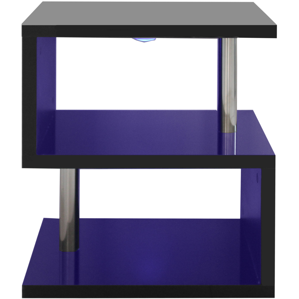 Comfy Living 2 Shelf Black High Gloss Abstract LED Side Table Image 3