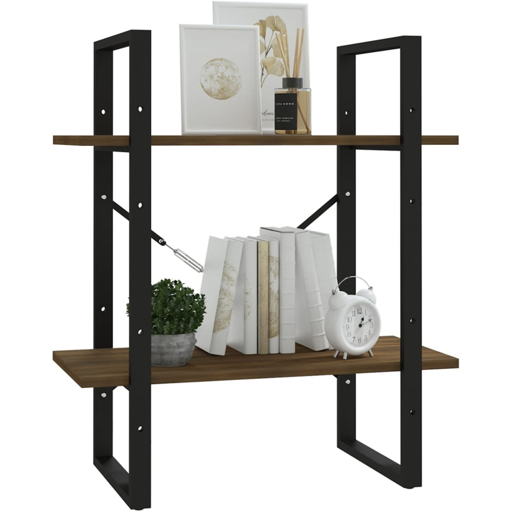 vidaXL 2 Shelf Brown Oak Bookcase Image 4