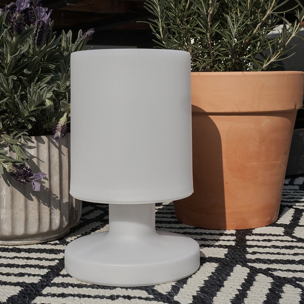 ValueLights Boda White Mushroom Colour Changing LED Garden Table Lamp Image 2