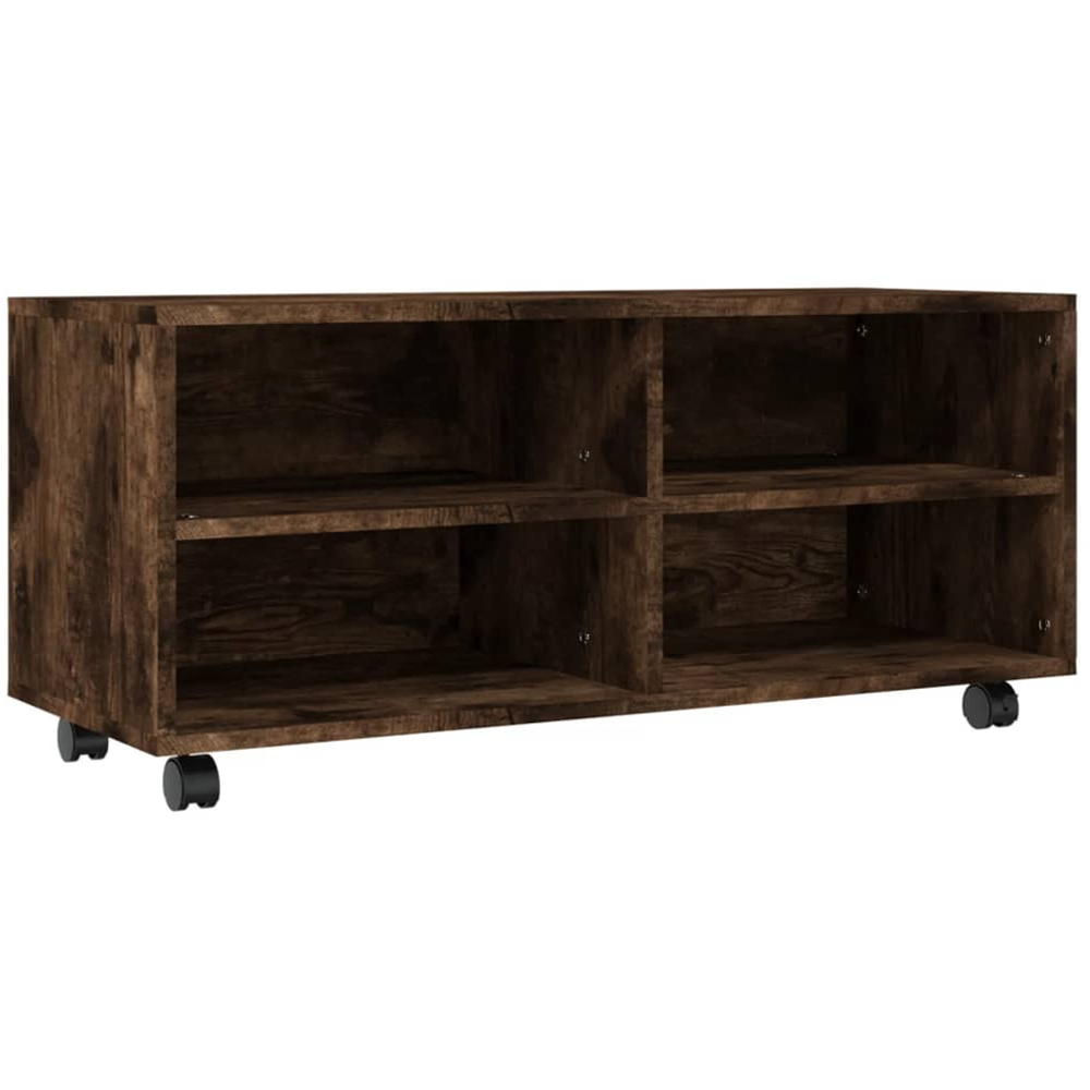 vidaXL 4 Door Smoked Oak TV Cabinet with Castors Image 2