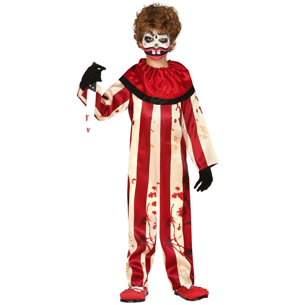 Fiestas Guirca Striped Clown Red and Beige Costume 10 to 12 Years Image 1