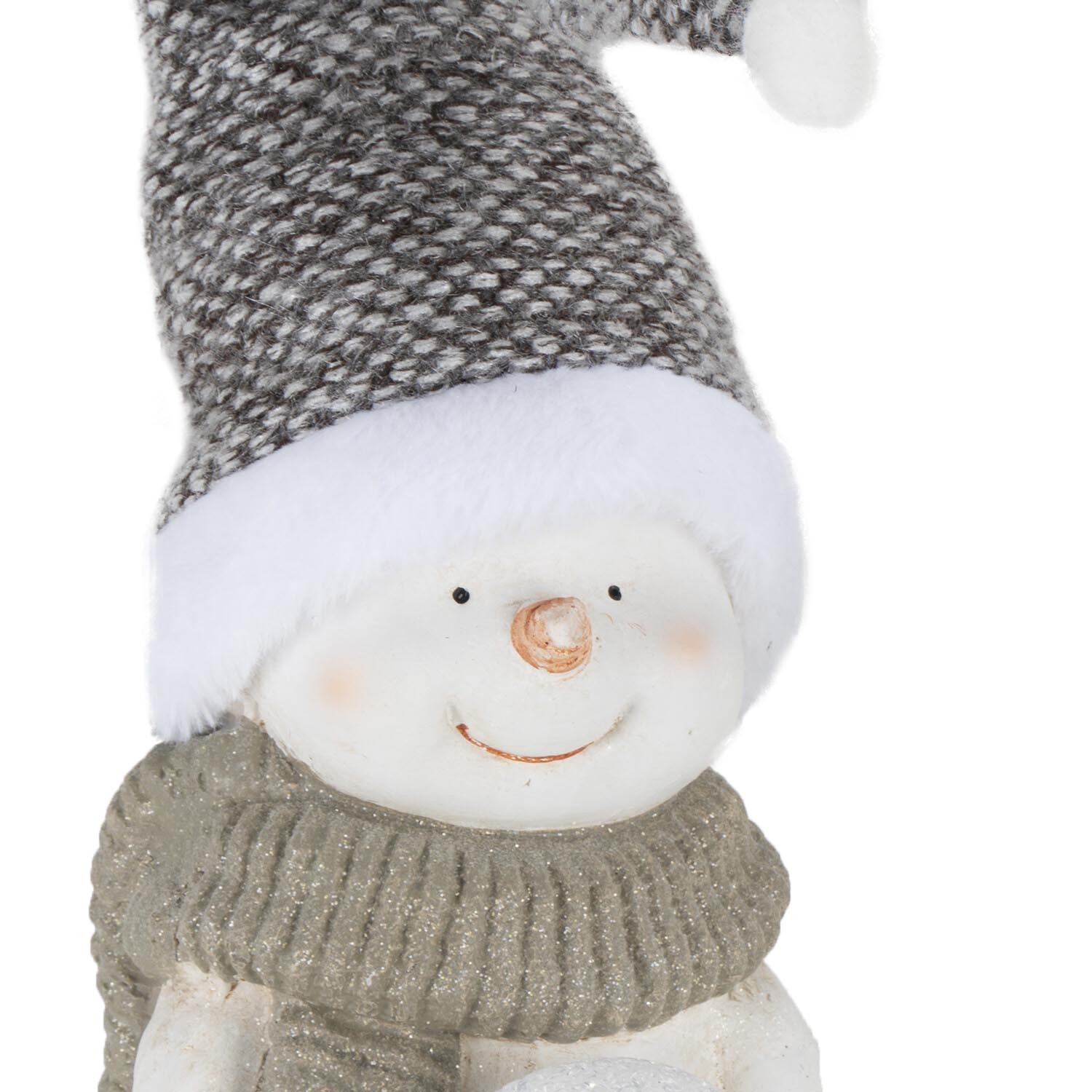 LED Snowman With Fabric Hat - White Image 3