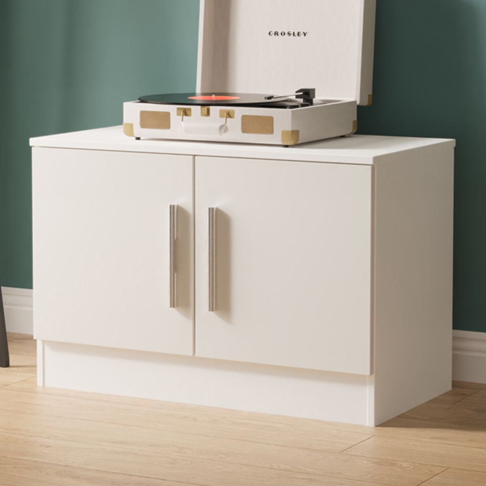 Crowndale Contrast 2 Door Grey Matt and White Compact Storage Unit Ready Assembled Image 1