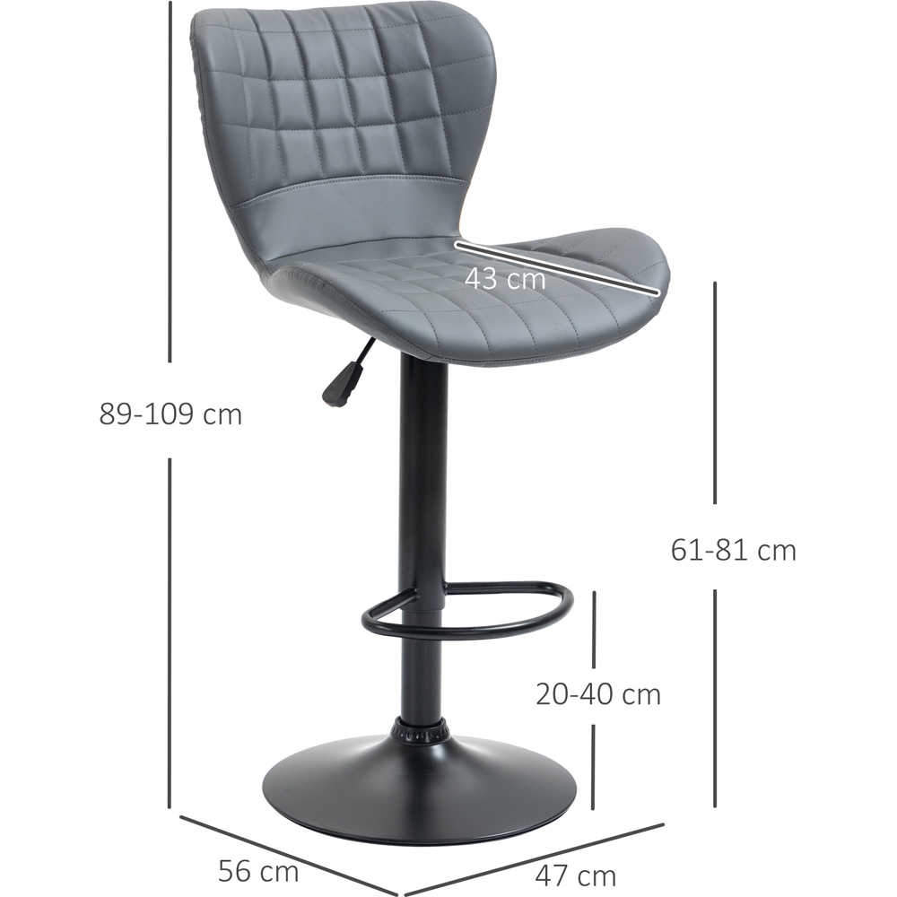 Portland Grey PU Leather Height Adjustable Swivel Bar Stool Set of 2 Image 7