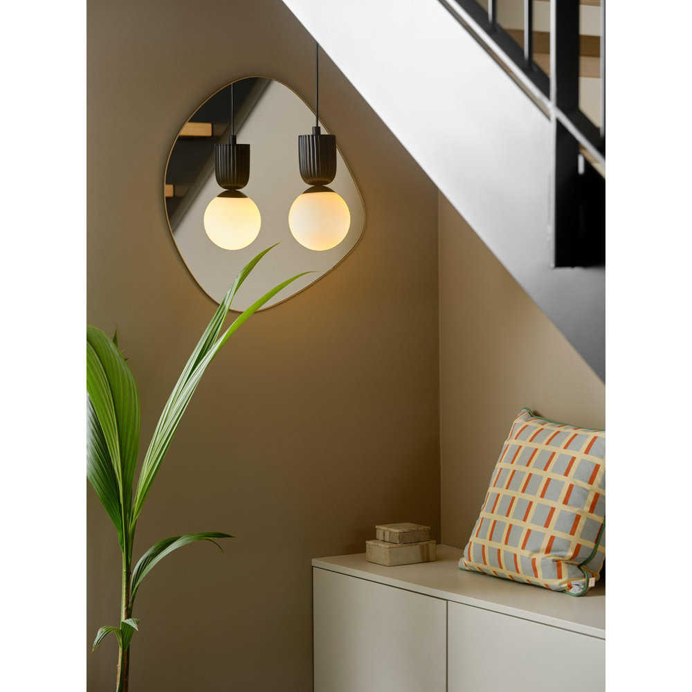 Nordlux Sadie Black Opal Glass Dome Rippled Pendant Light Image 2