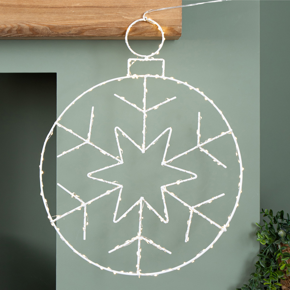 Samuel Alexander Warm White LED Light Up Snowflake Bauble Hanging Christmas Decoration Image 3