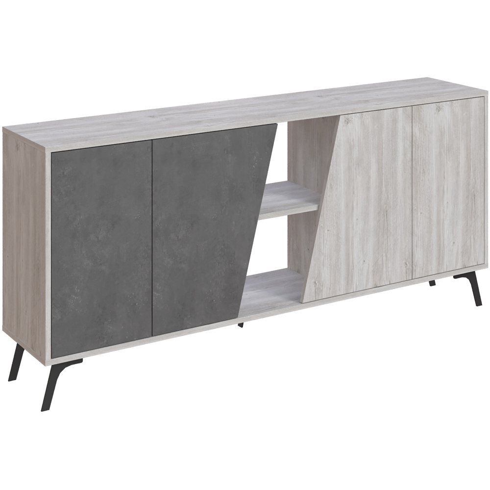 Decortie Fiona 4 Door 2 Shelf Ancient White and Retro Grey Sideboard Image 2