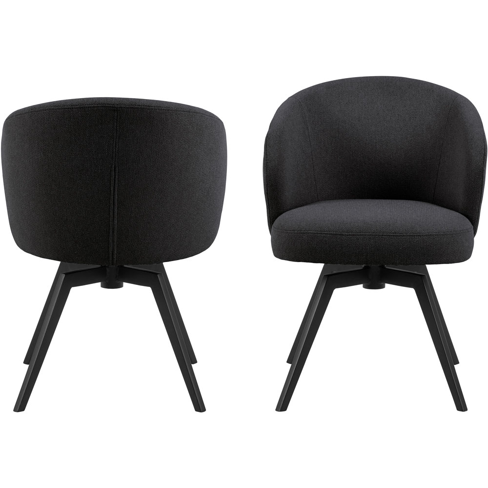 Florence Darlene Black Swivel Dining Chair with Armrest Image 2