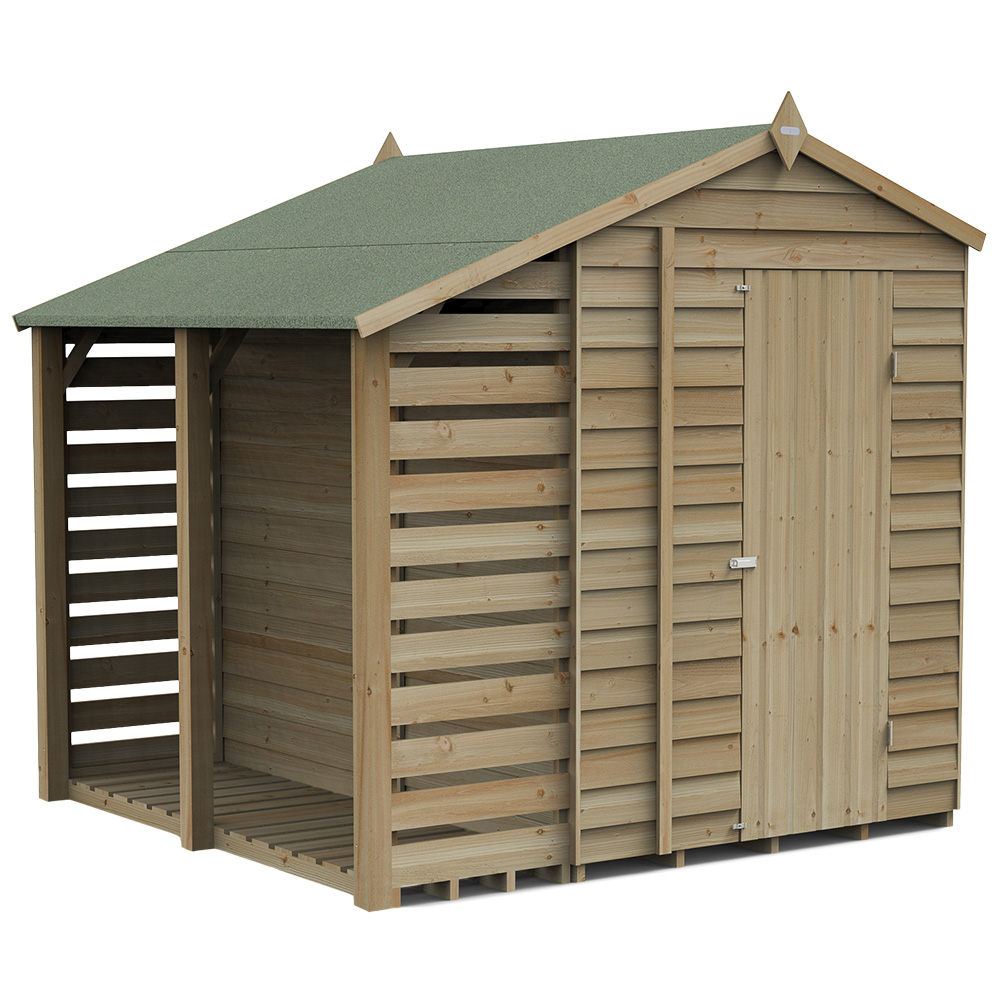 Forest Garden 4LIFE 5 x 7ft Single Door Lean To Apex Shed Image 1