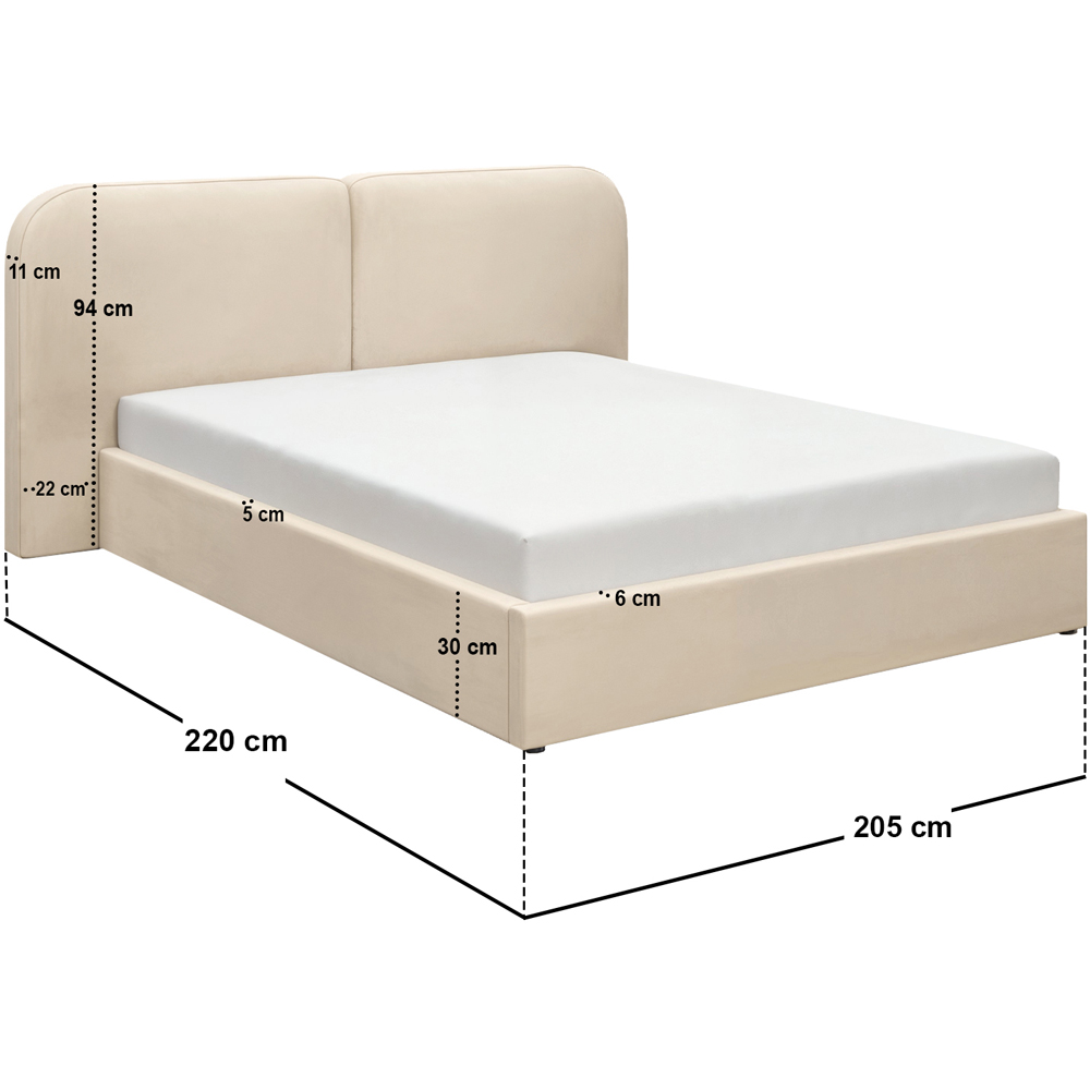 Solace+Co Lena King Size Beige Velvet Ottoman Bed Image 6