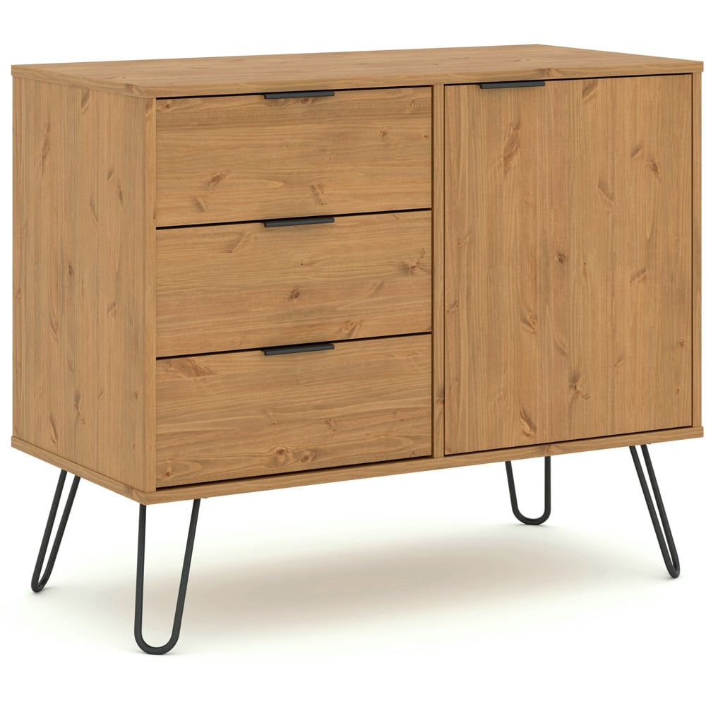 Augusta Single Door 3 Drawer Pine Small Sideboard Image 3