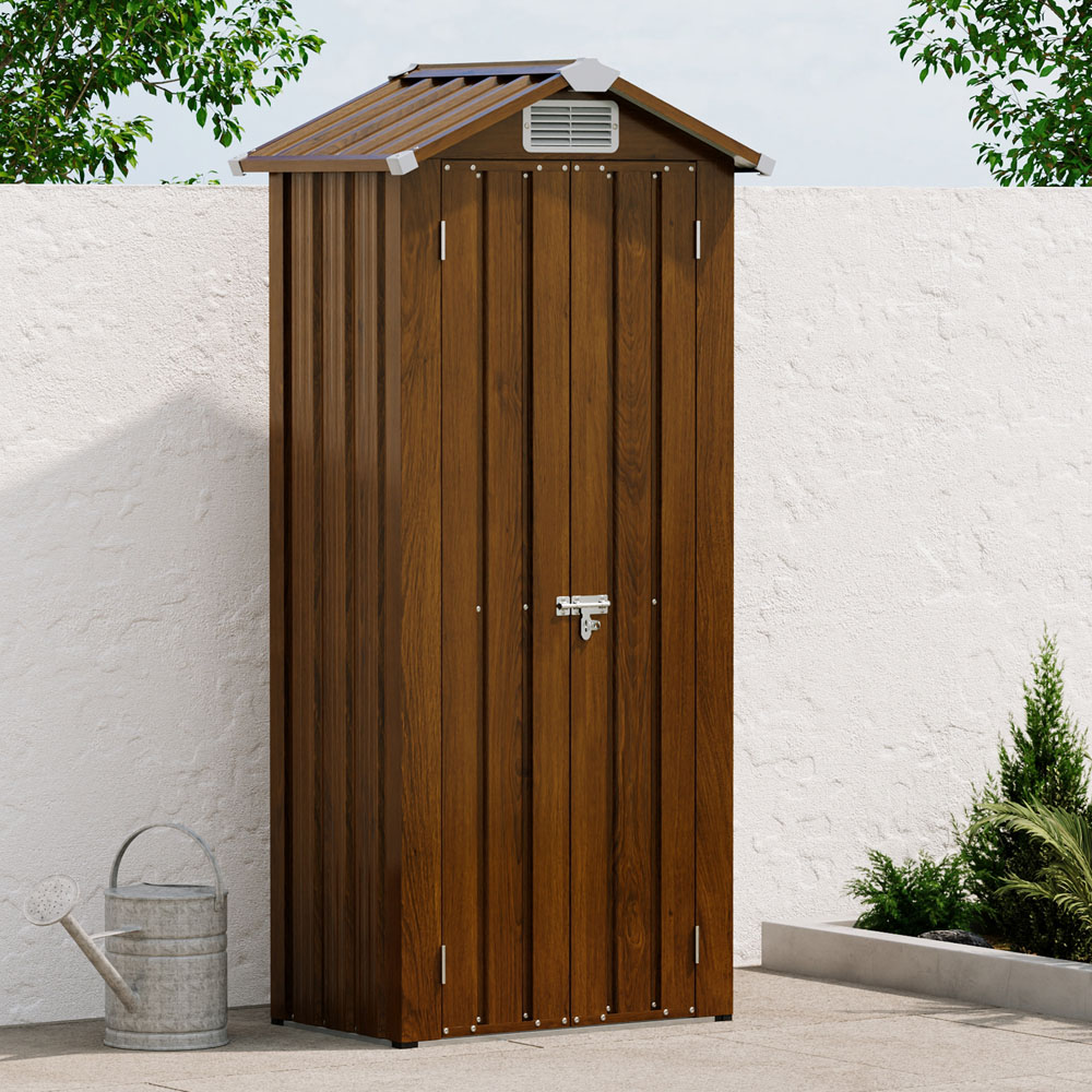 Living and Home 2.7 x 1.9ft Metal Double Door Apex Garden Tool Storage Shed Image 2