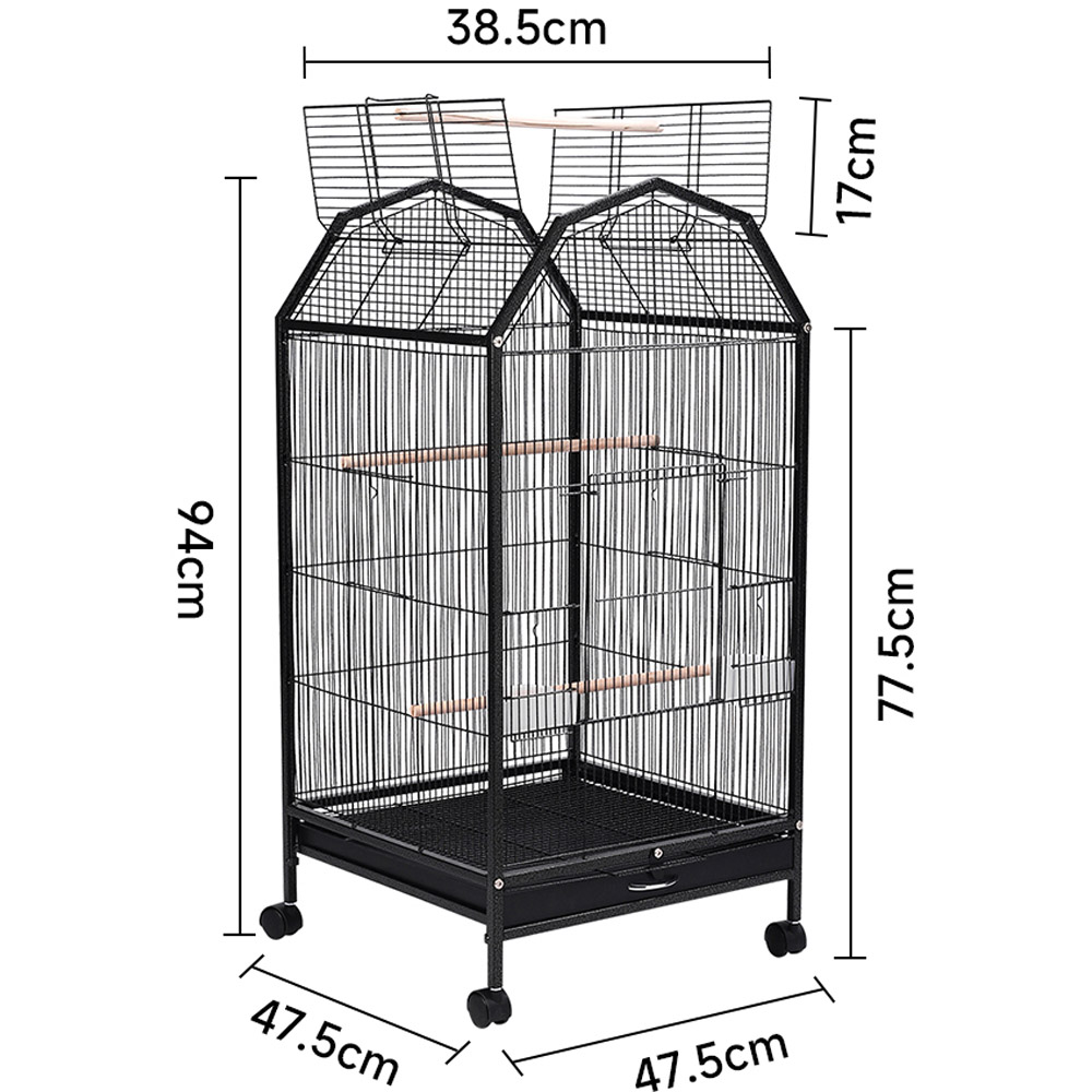 H&O Direct Rolling Metal Bird Cage with Open Play Top Image 6
