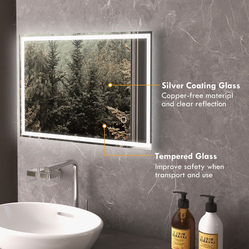 HOMCOM 3 Colour LED Illuminated Bathroom Mirror with Defogging Film Image 7