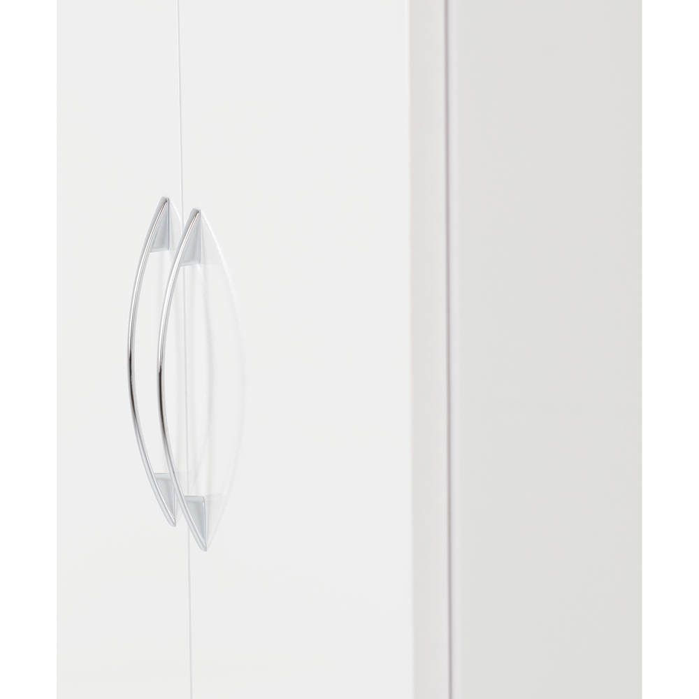 Seconique Nevada 2 Door Single Drawer Gloss White Wardrobe Image 5