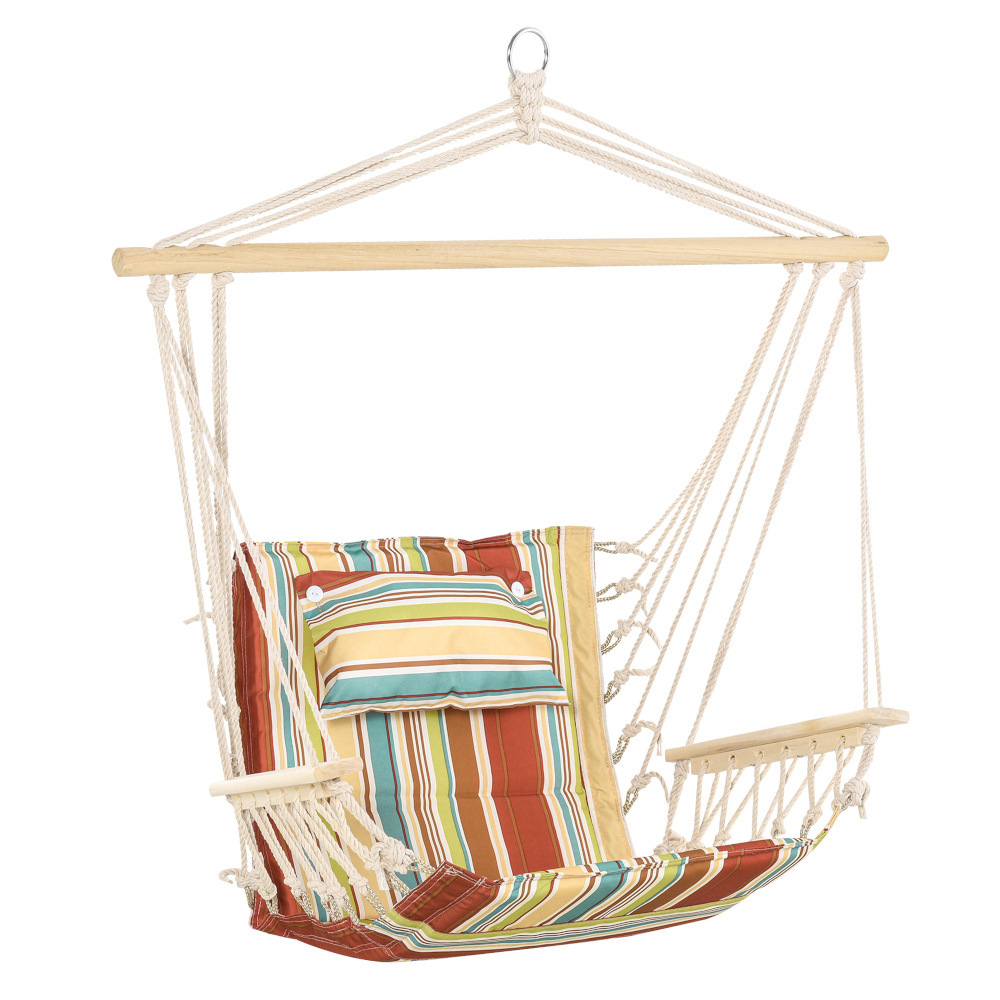 Outsunny Red Stripe Hanging Hammock Swing Chair Image 2