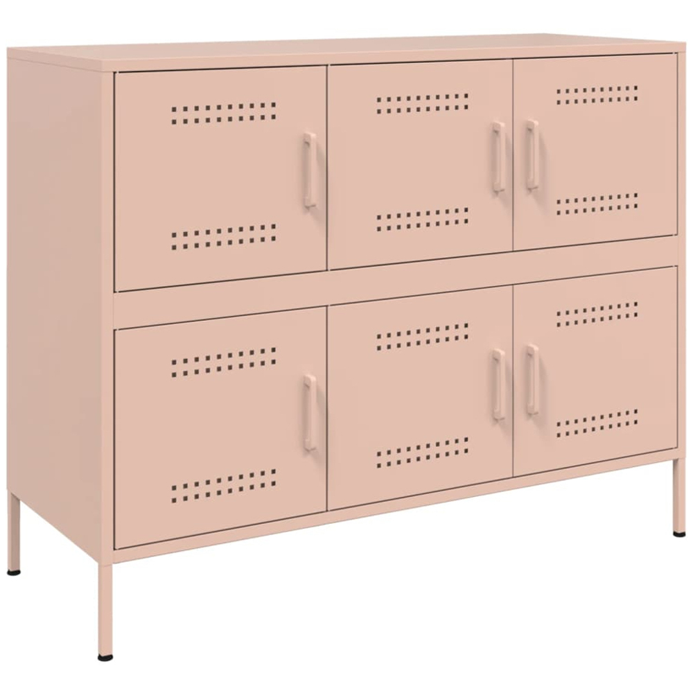 vidaXL 6 Door Pink Steel Sideboard Image 2