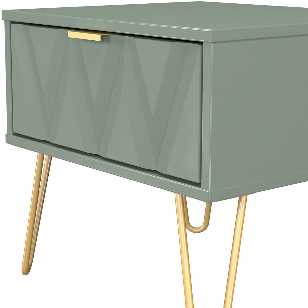 Crowndale Diamond Single Drawer Reed Green Side Table Ready Assembled Image 5