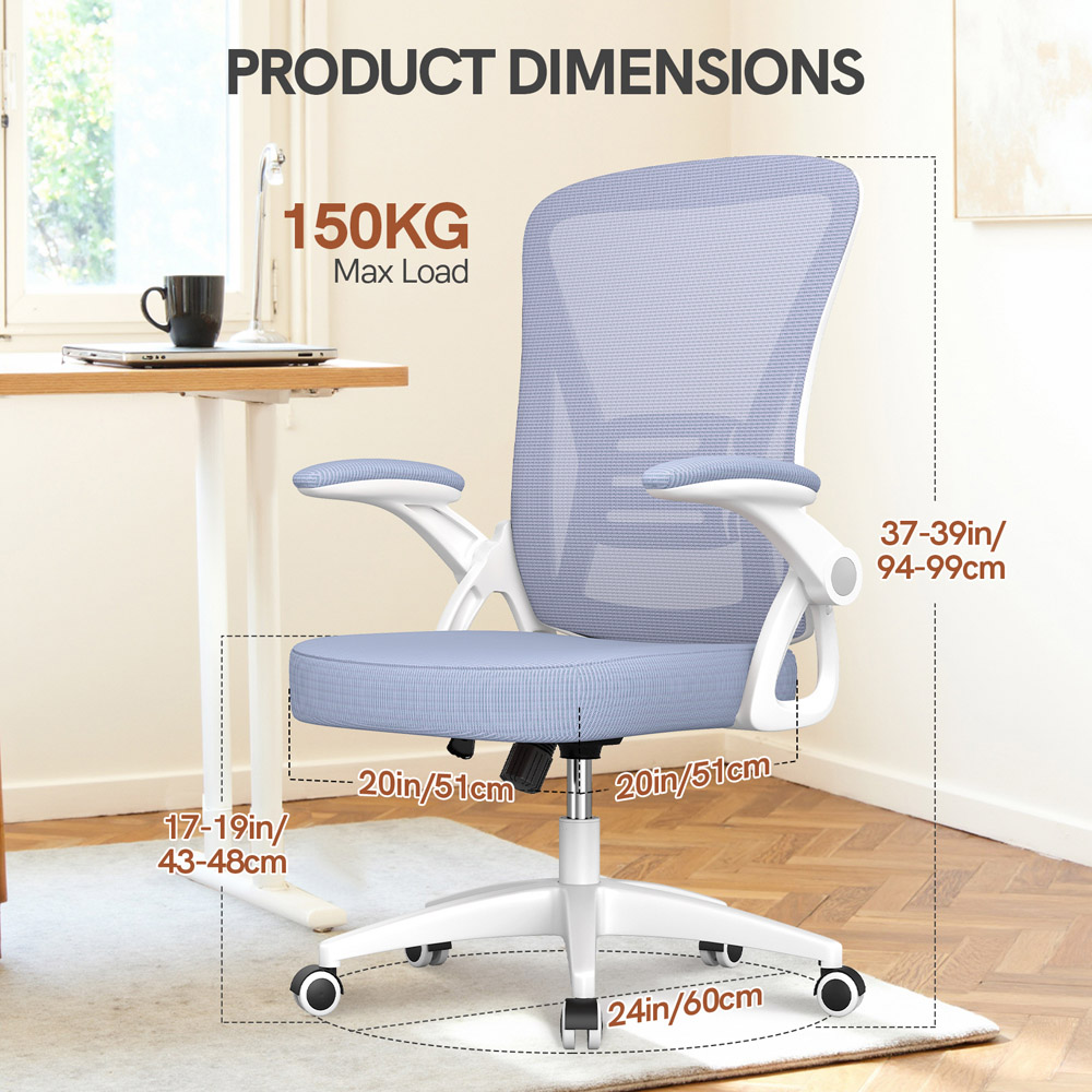 Rattrix Purple Office Chair with Flip-Up Armrest and Lumbar Support Image 9