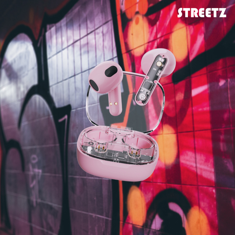 Streetz Pink Transparent True Wireless Ear Buds Image 2