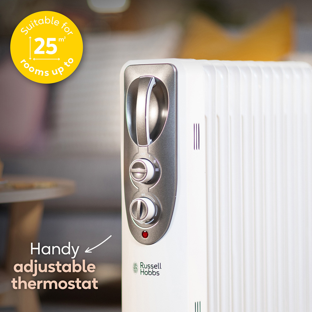 Russell Hobbs White 11-Fin Oil Filled Radiator 2500W Image 4