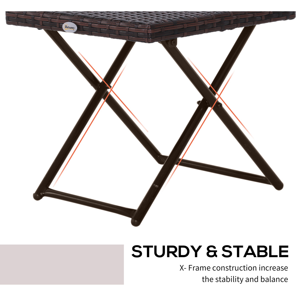 Outsunny Brown PE Ratan Square Folding Coffee Table Image 5
