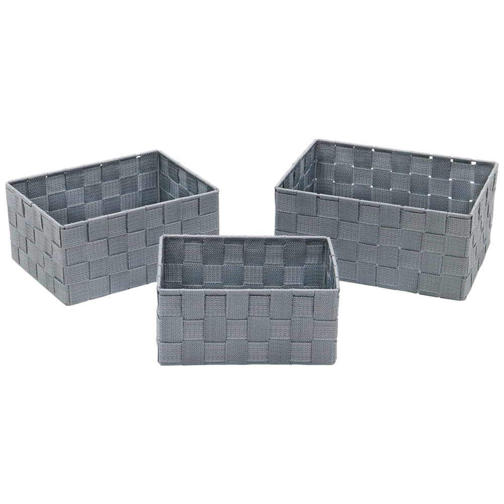 JVL Vichy Rectangular Nylon Storage Basket 3 Pack Image 1
