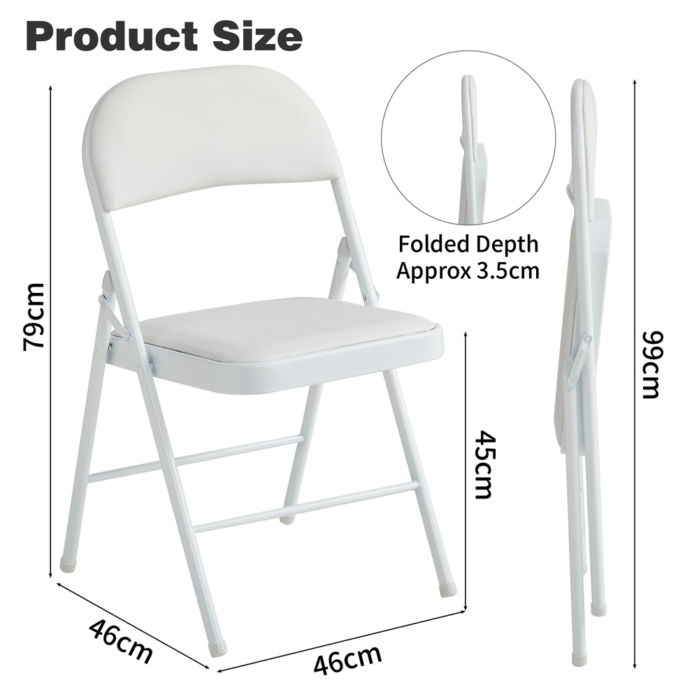 White Padded Folding Metal Dining Chairs Image 8