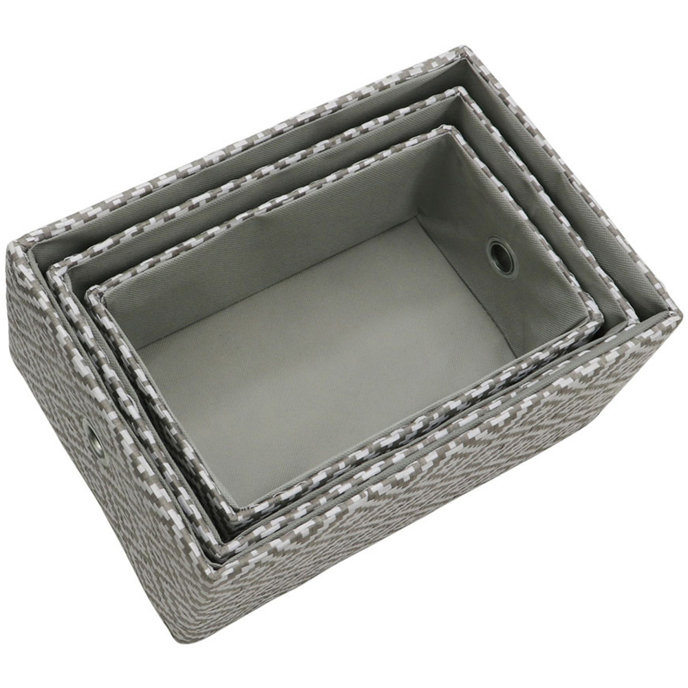 JVL Argyle Grey Rectangular Paper Storage Baskets Set of 3 Image 4