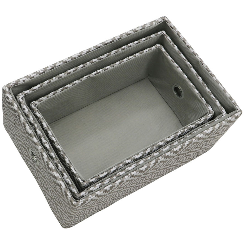 JVL Argyle Grey Rectangular Paper Storage Baskets 3 Pack Image 4