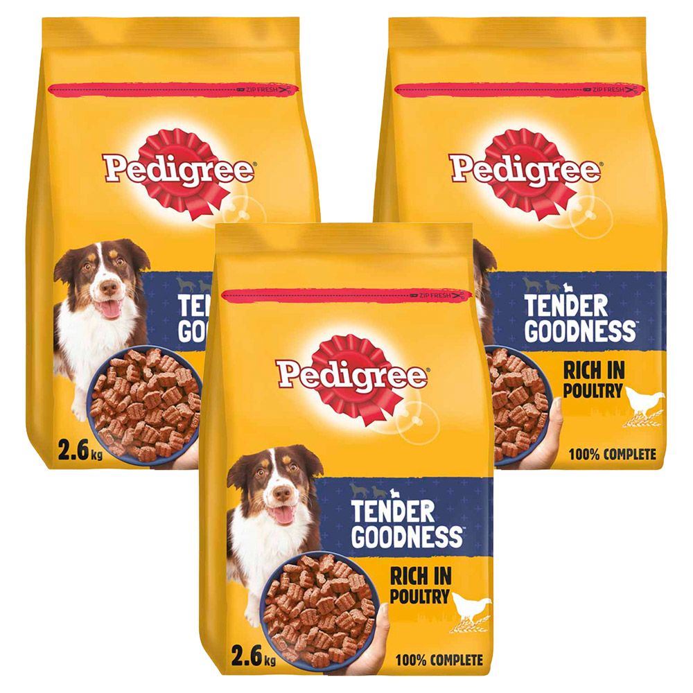 Pedigree Tender Goodness Poultry Dry Adult Dog Food Case of 3 x 2.6kg Image 1