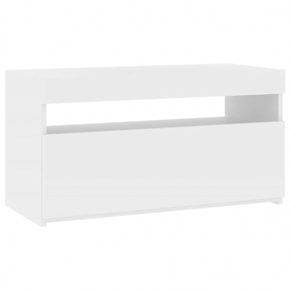 vidaXL Single Door Single Shelf White TV Cabinet with LED Lights Image 2