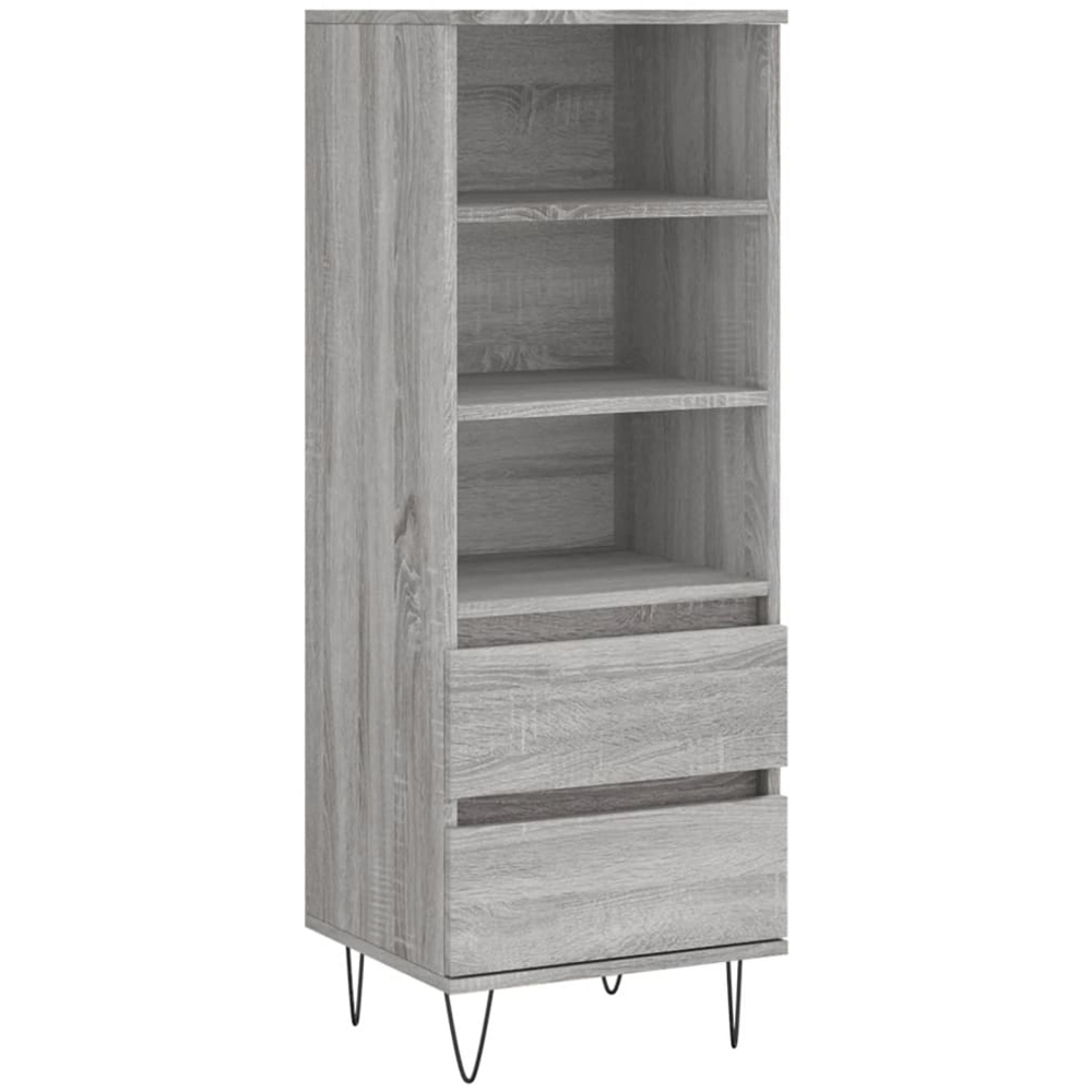 vidaXL 2 Drawer 3 Shelf Grey Sonoma Highboard Image 2