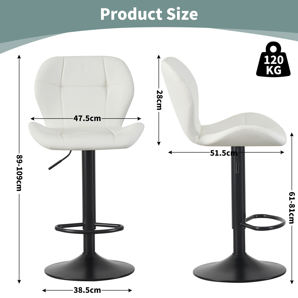 Stella Cream Height Adjustable Bar Stool with Footrest Set of 2 Image 5