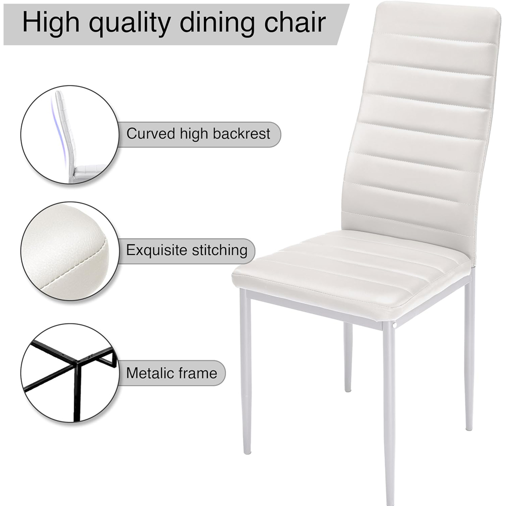 Denver Set of 4 White Faux Leather Dining Chairs Image 5