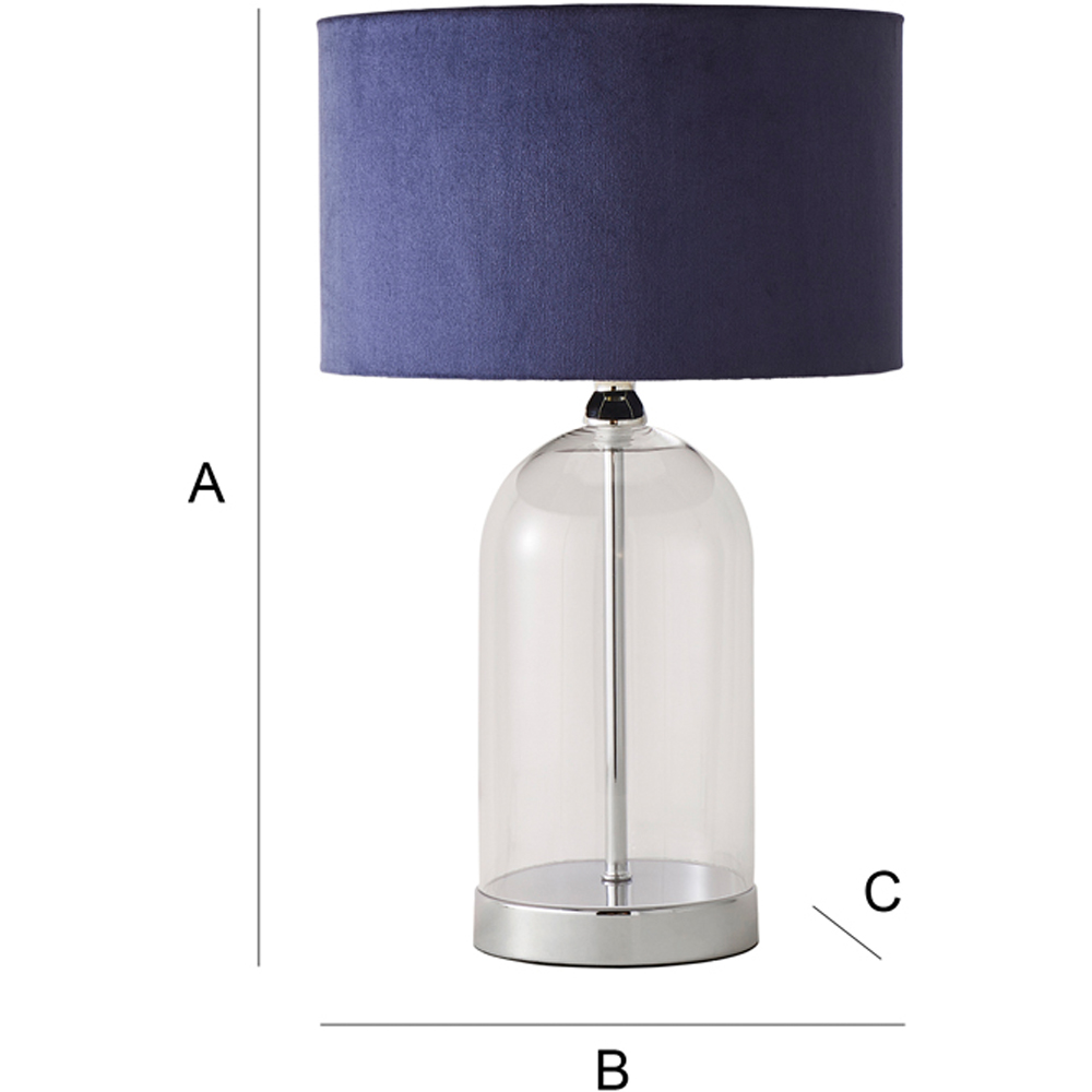 ValueLights Jessy Silver and Navy Velvet Shade Glass LED Table Lamp Image 7