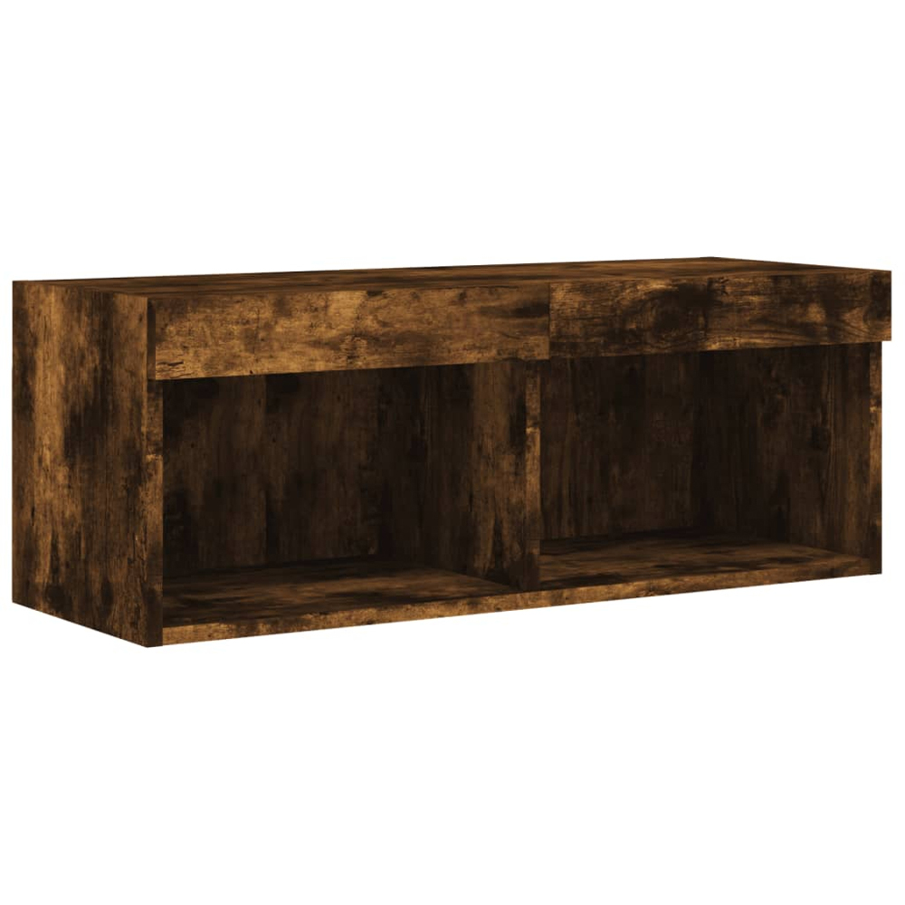 vidaXL 2 Shelf Smoked Oak Wall Mounted LED TV Cabinet Image 7