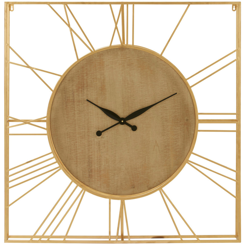 Premier Housewares Yaxi Gold Square Wall Clock Image 1