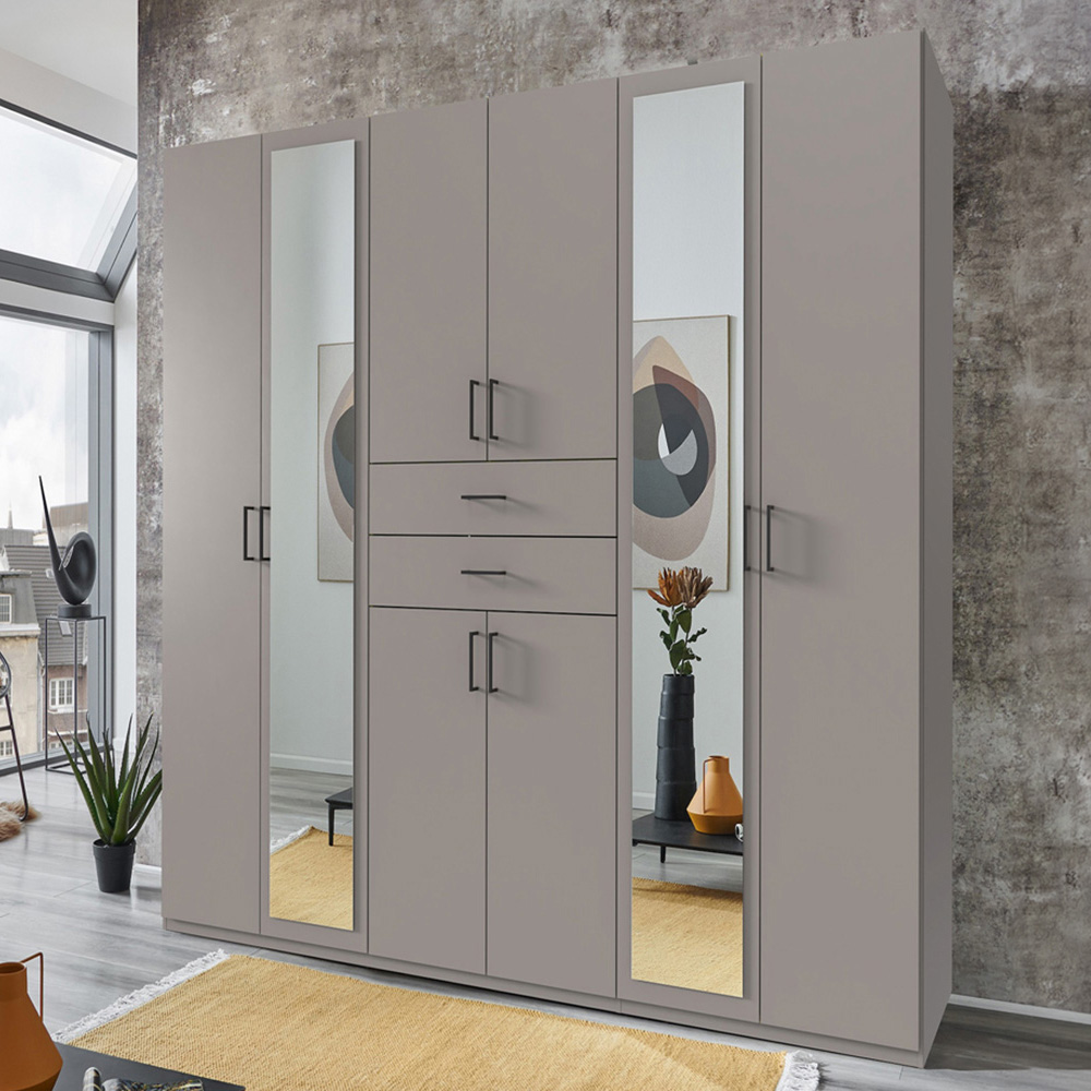 TJ'S Dillingen 8 Door 2 Drawer Grey Wardrobe Image 1