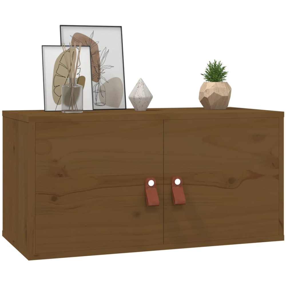 vidaXL 2 Door Honey Brown Solid Pine Wood Wall Cabinet Set of 2 Image 6