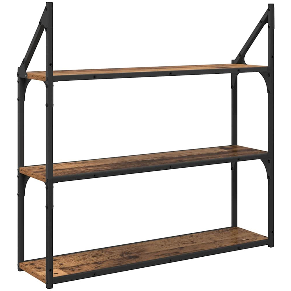 vidaXL 80cm 3 Shelf Old Wood Wall Shelf Image 6