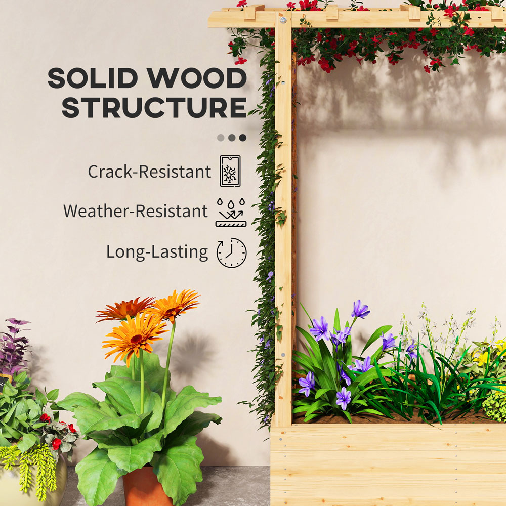 Outsunny Natural Raised Garden Bed with Trellis 113 x 110 x 44cm Image 7
