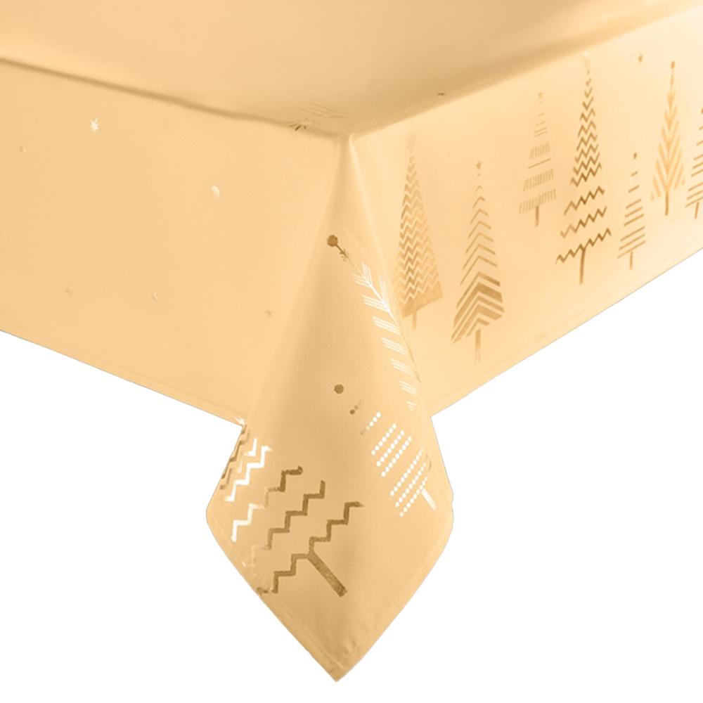 Christmas Story Cream and Gold Christmas Tree Tablecloth 274 x 132cm Image 1