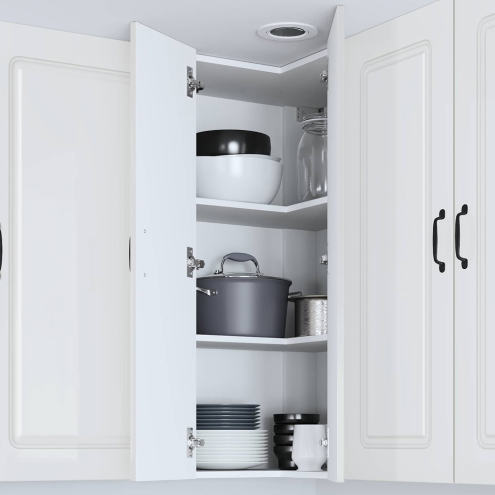 vidaXL 2 Door High Gloss White Kitchen Wall Corner Cabinet Image 1