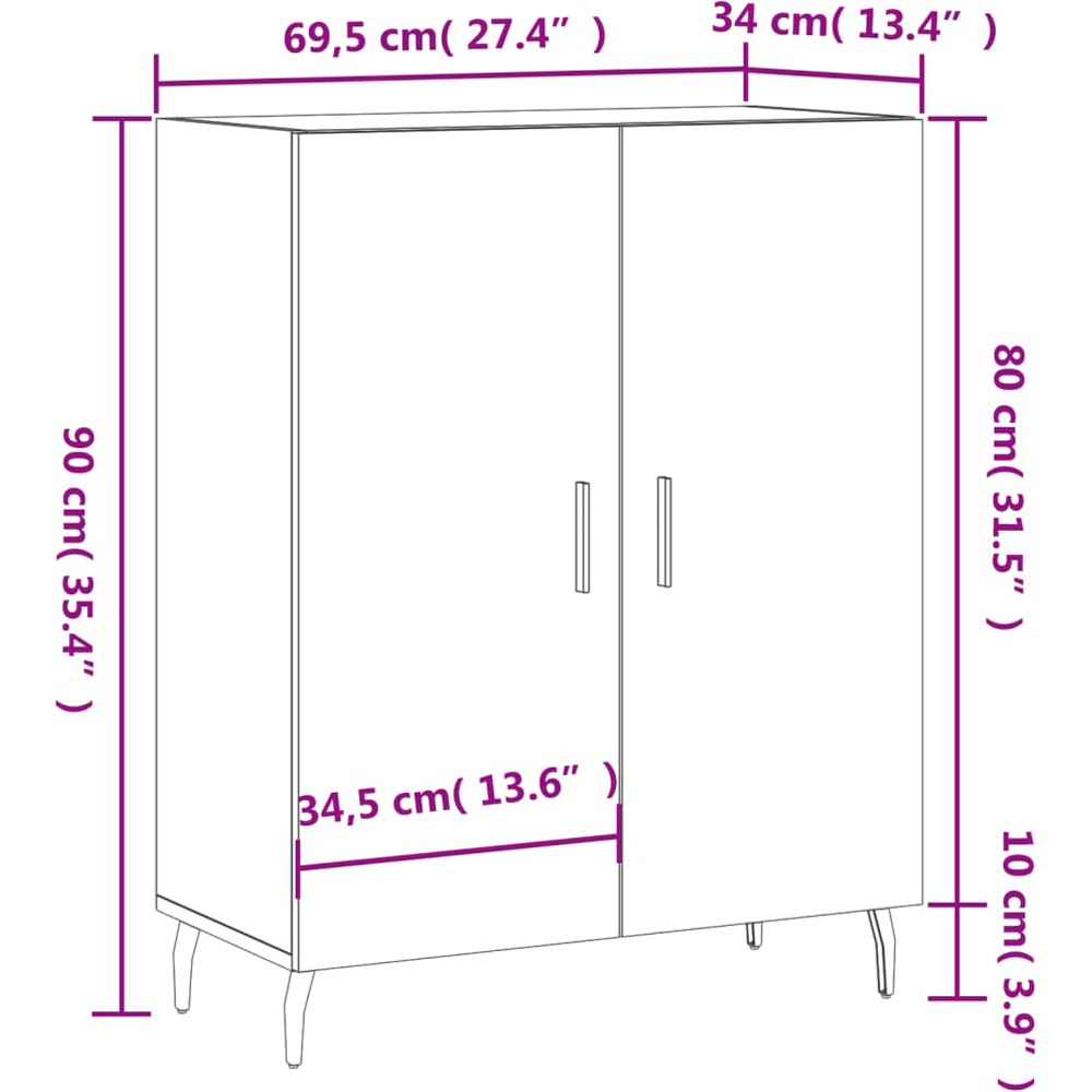 vidaXL White Engineered Wood Sideboard Image 6