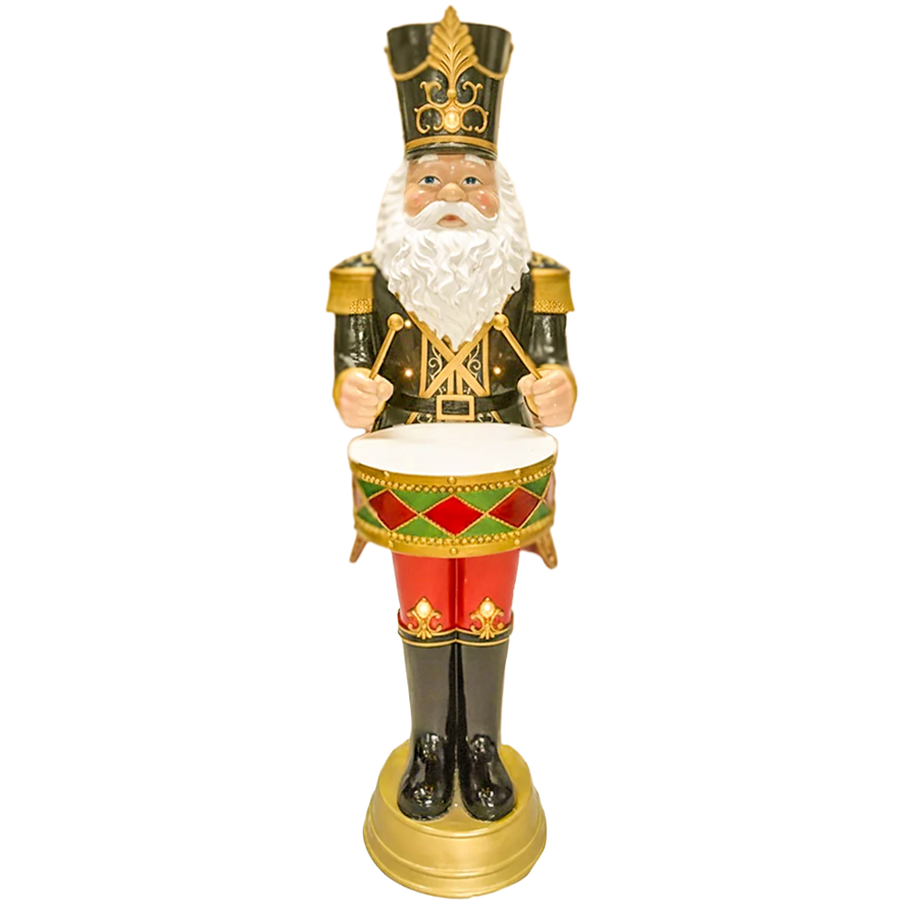 The Christmas Centre Green LED Lights Traditional Nutcracker Santa Drummer 4.5ft Image 1