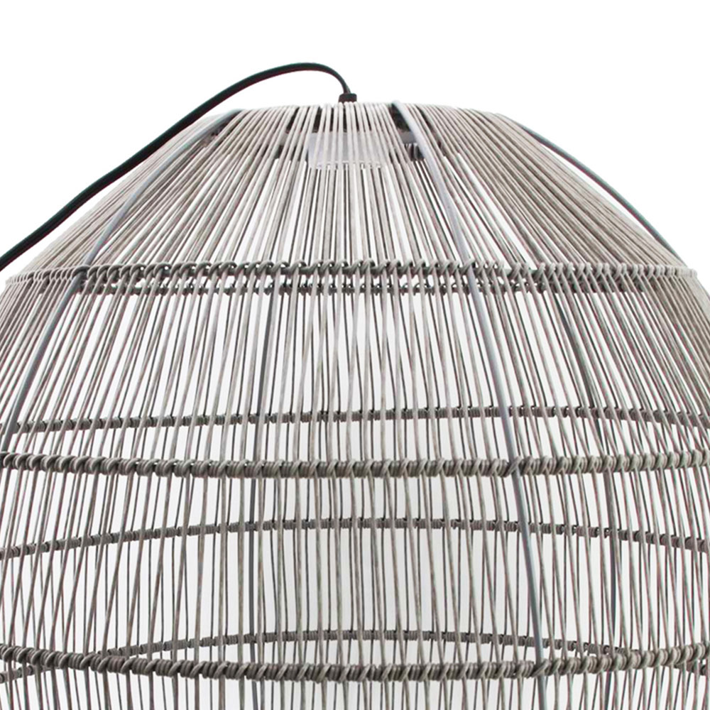 Callow Outdoor Solar LED Pendant Light with Grey Rattan Effect Shade White Image 3