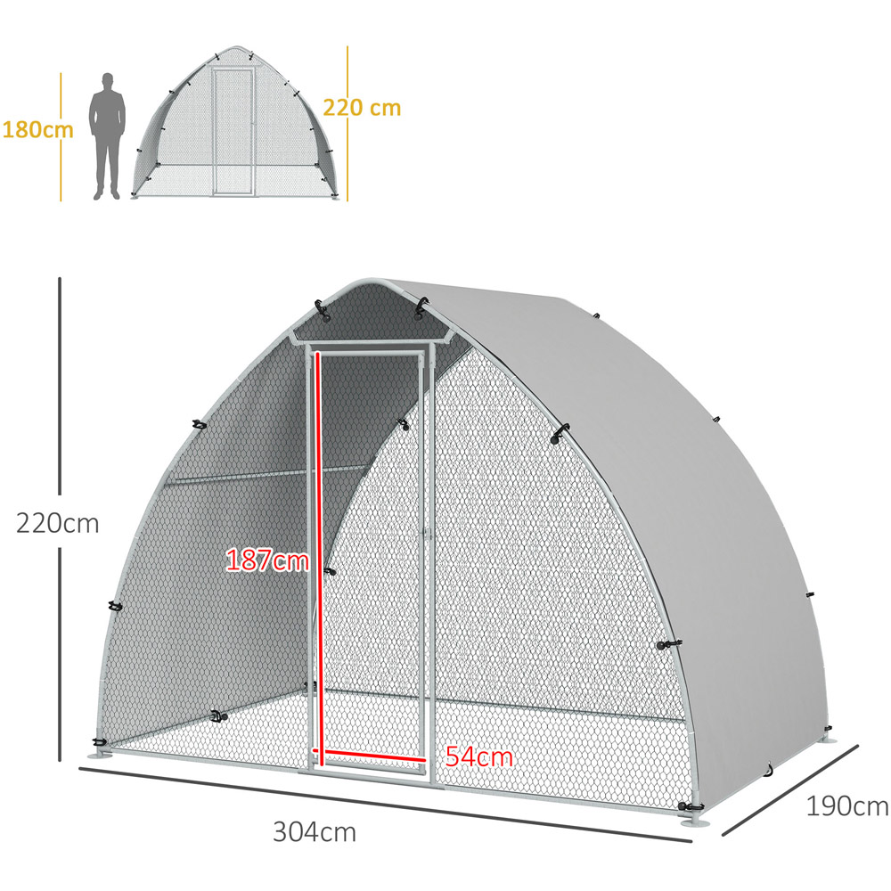 PawHut Walk In Chicken Run with Spire Roof and Cover 2.2 x 1.9 x 3m Image 4